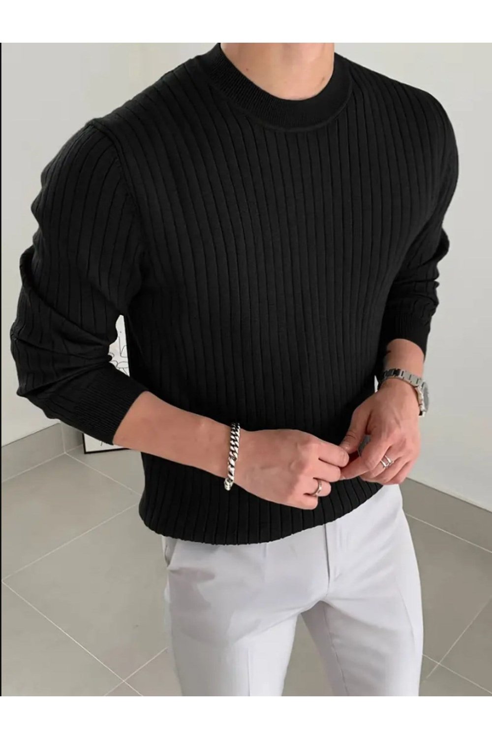 Tarz CoolKazakTRZ18194R02-3Erkek Bisiklet Yaka Slim Fit Triko Kazak
