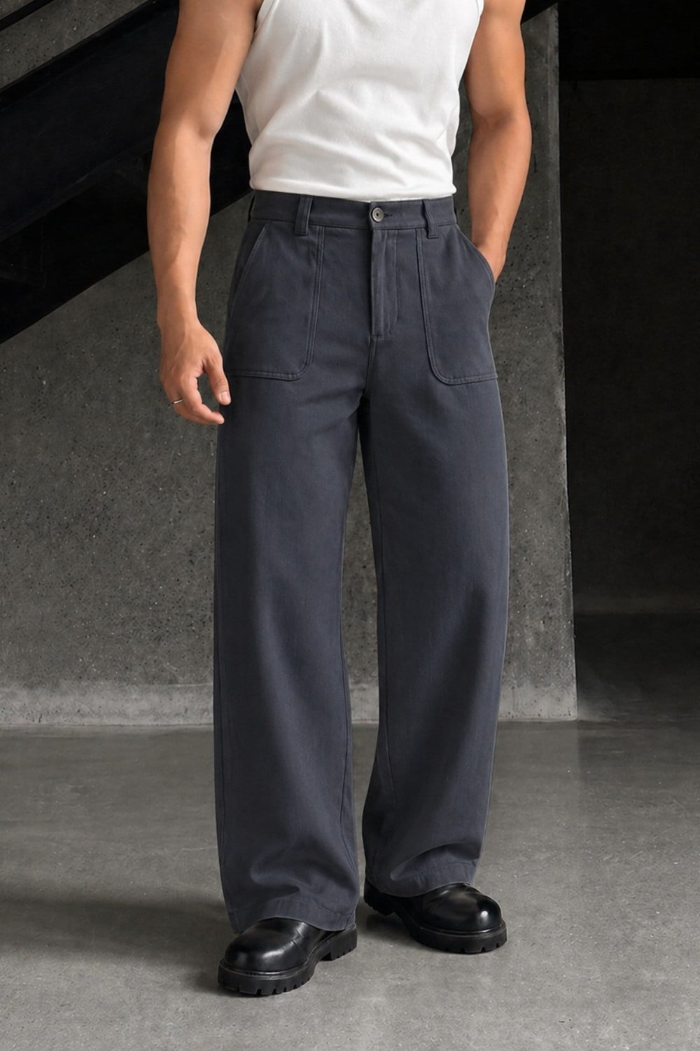 Erkek Baggy Fit Old Money Cep Detaylı Pantolon