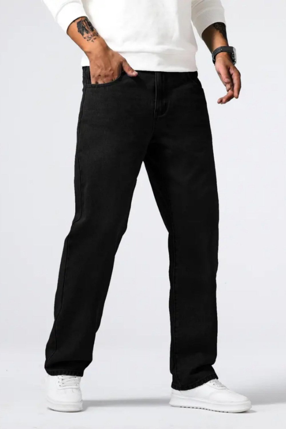 Tarz CoolPantolonTCKTPNT06R01-3Erkek Düz Süper Baggy Paça Uzun Kot Pantolon