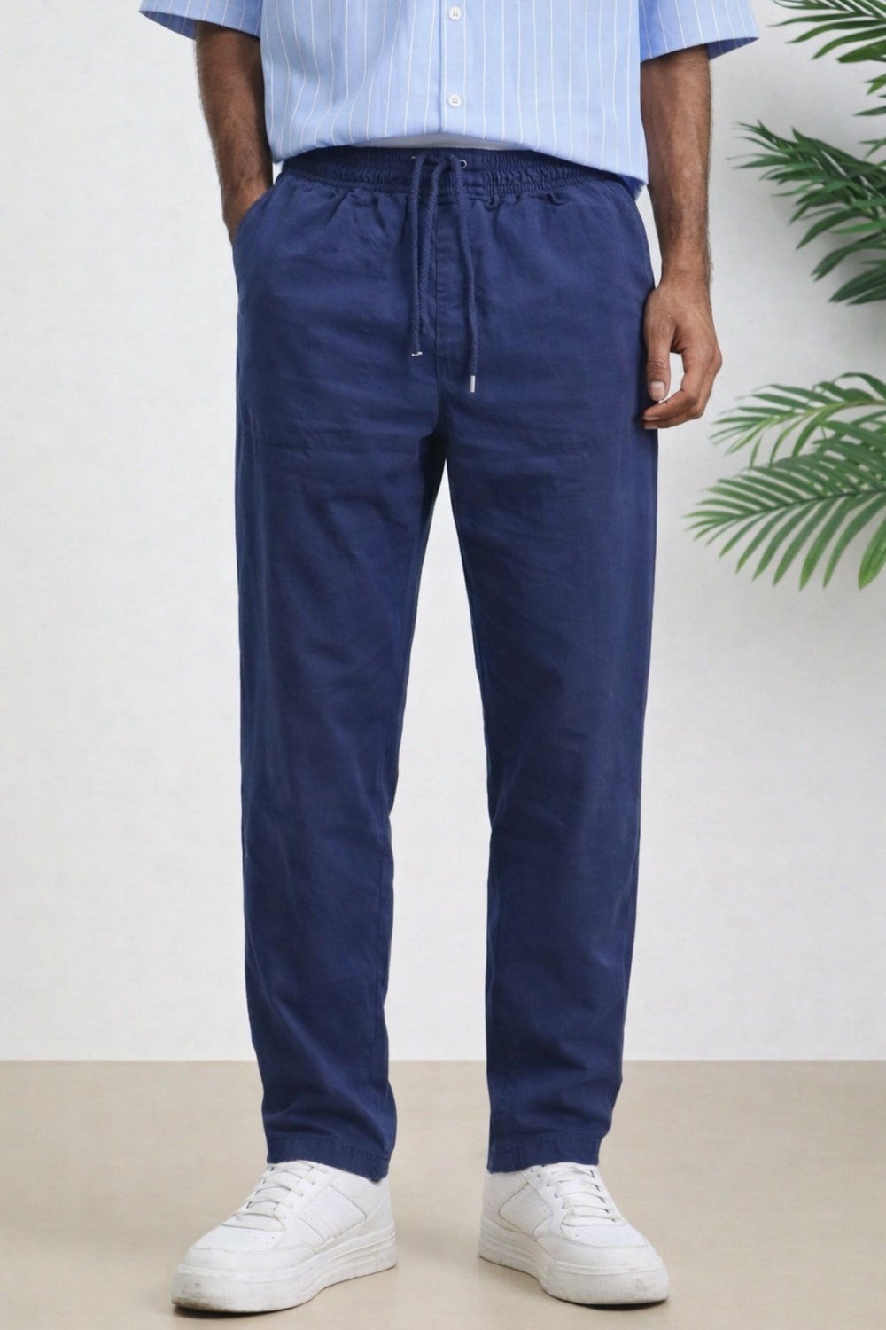 Erkek Yazlık Keten Karışımı Relaxed Pantolon