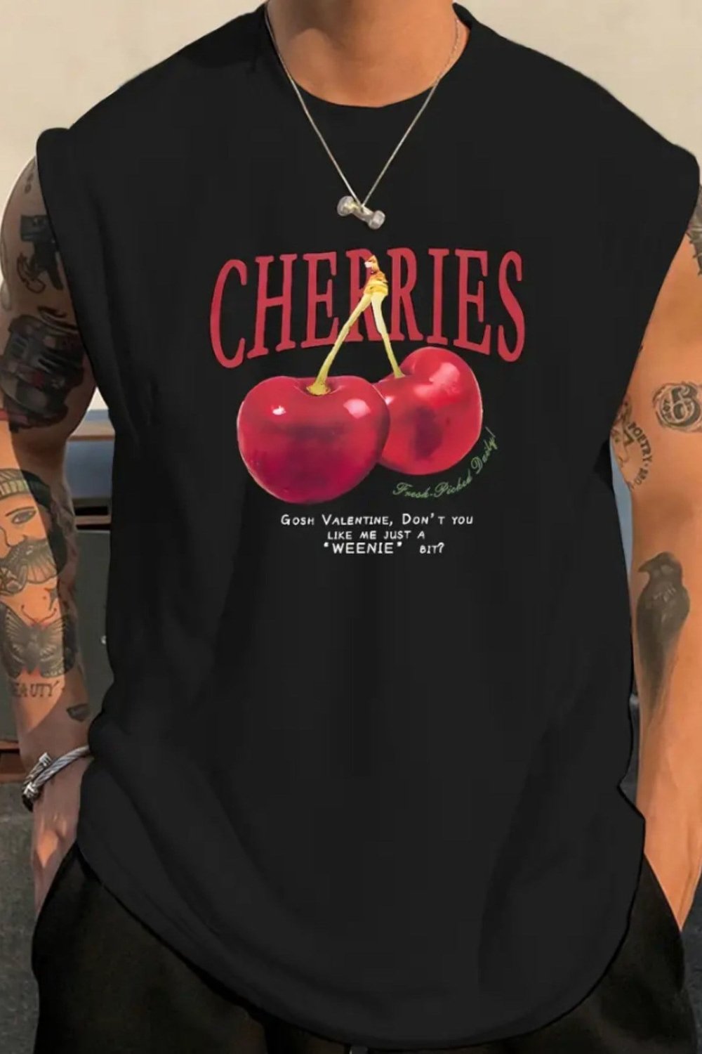 Tarz CoolT-shirtCHRRYER025R03Erkek Oversize Bisiklet Yaka Baskılı T-Shirt