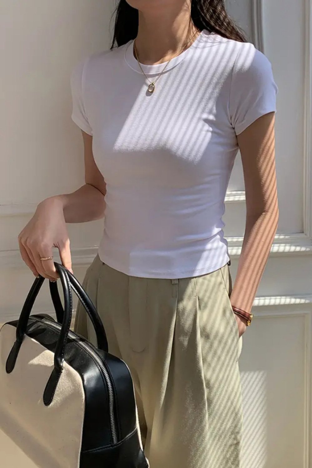 Tarz CoolT-shirtKKDNBSKK025-AMVİLBisiklet Yaka Basic Kadın Tişört