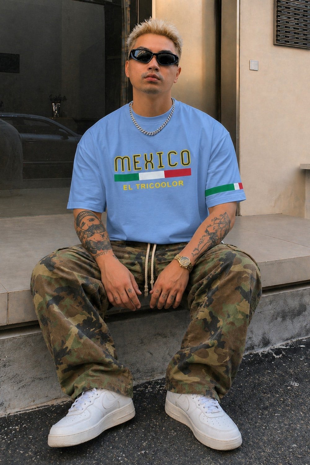 Erkek Regular Baskılı Tişört Mexico Yazılı %100 Pamuk Rahat Kesim T-Shirt