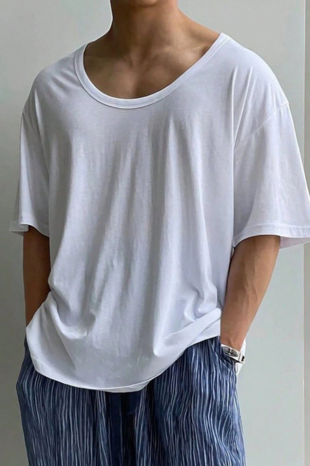 Tarz CoolT-shirtTRZ-OVRSZTST-0001-R01-MErkek Oversize Tişört Bisiklet Yaka Basic Salaş Kesim Günlük Casual Rahat Yazlık T-Shirt