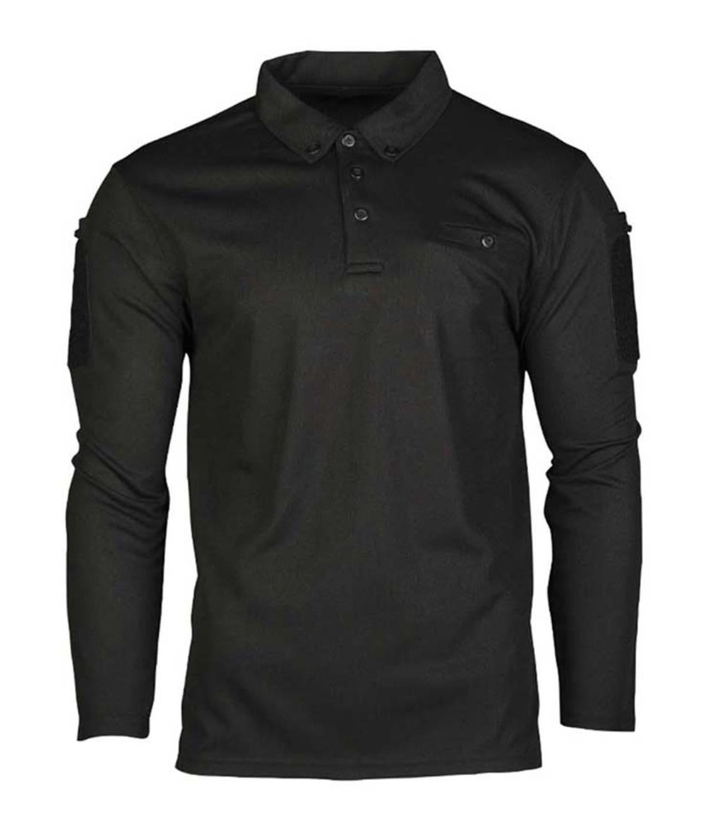 YDS MIL-TEC UZUN KOLLU POLO QUICK DRY T-SHIRT -SİYAH