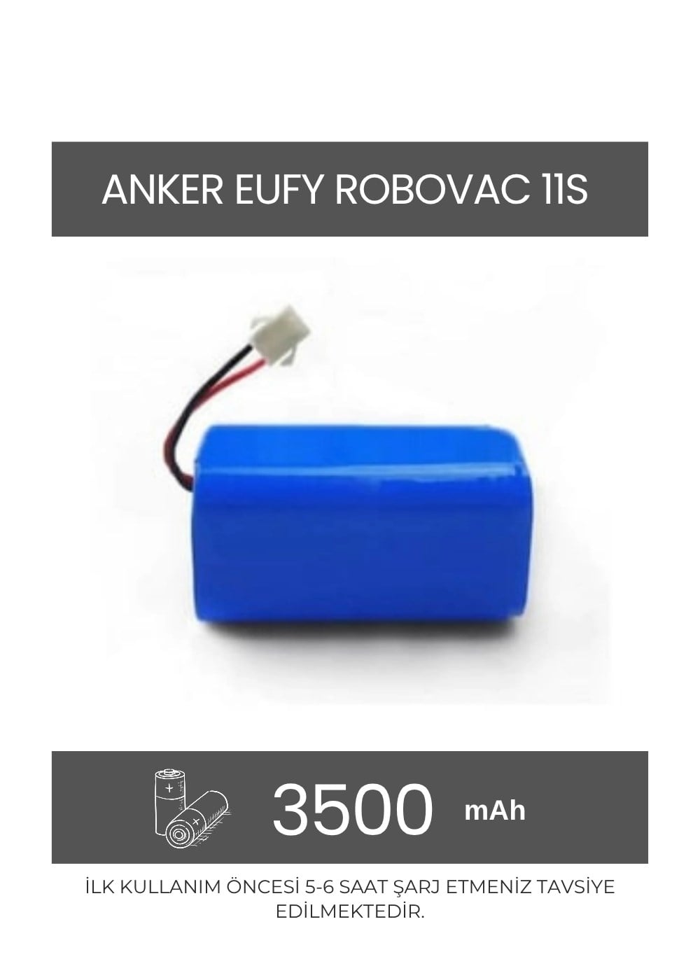 Anker Eufy Robovac 11S Robot Süpürge Uyumlu 3500 mAh Batarya - Muadil Ürün