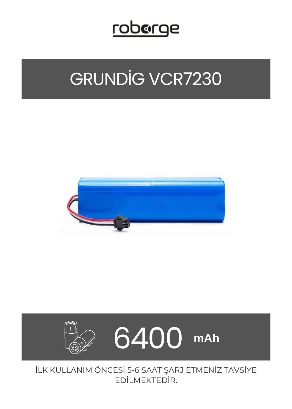 Grundig VCR7230 Robot Süpürge Uyumlu Batarya 6400 mAh - Muadil Ürün 