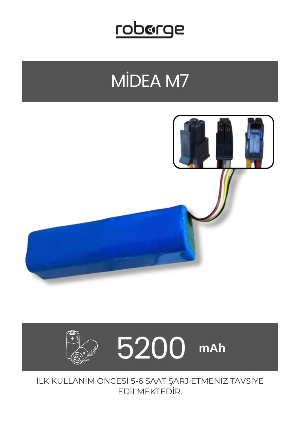 Midea M7 Robot Süpürge Uyumlu Batarya 5200 mAh - Muadil Ürün