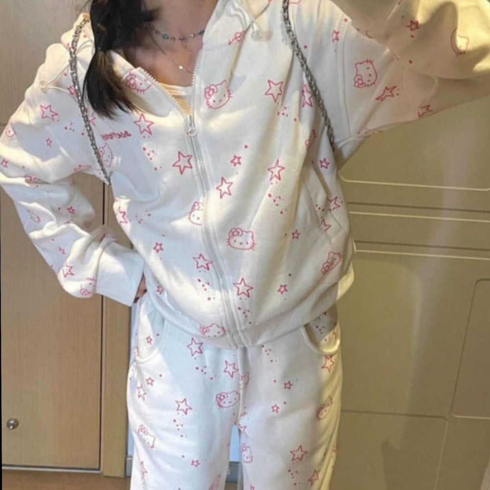 Beyaz Kitty Star Eşofman Takımı