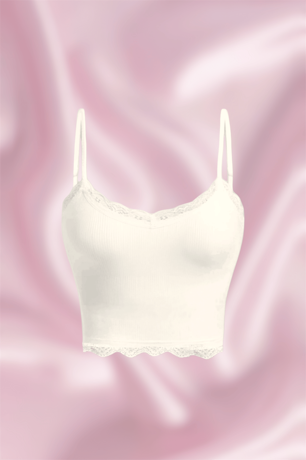 Dantel Detay Krem Askılı Bluz