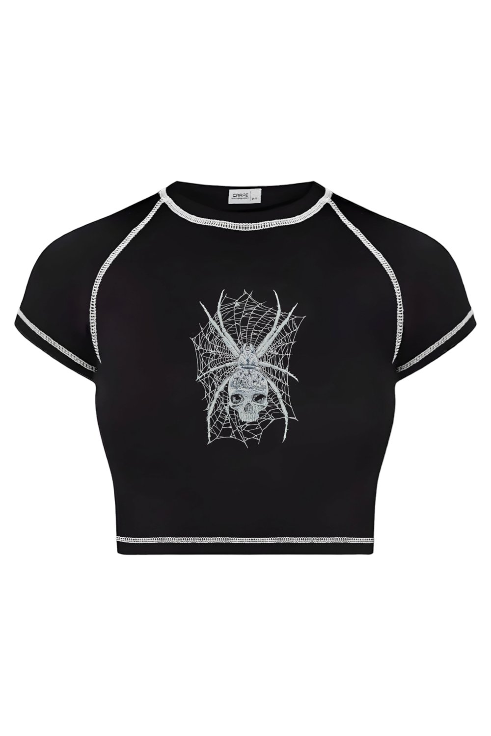 Ters Dikiş Spider Skull Crop
