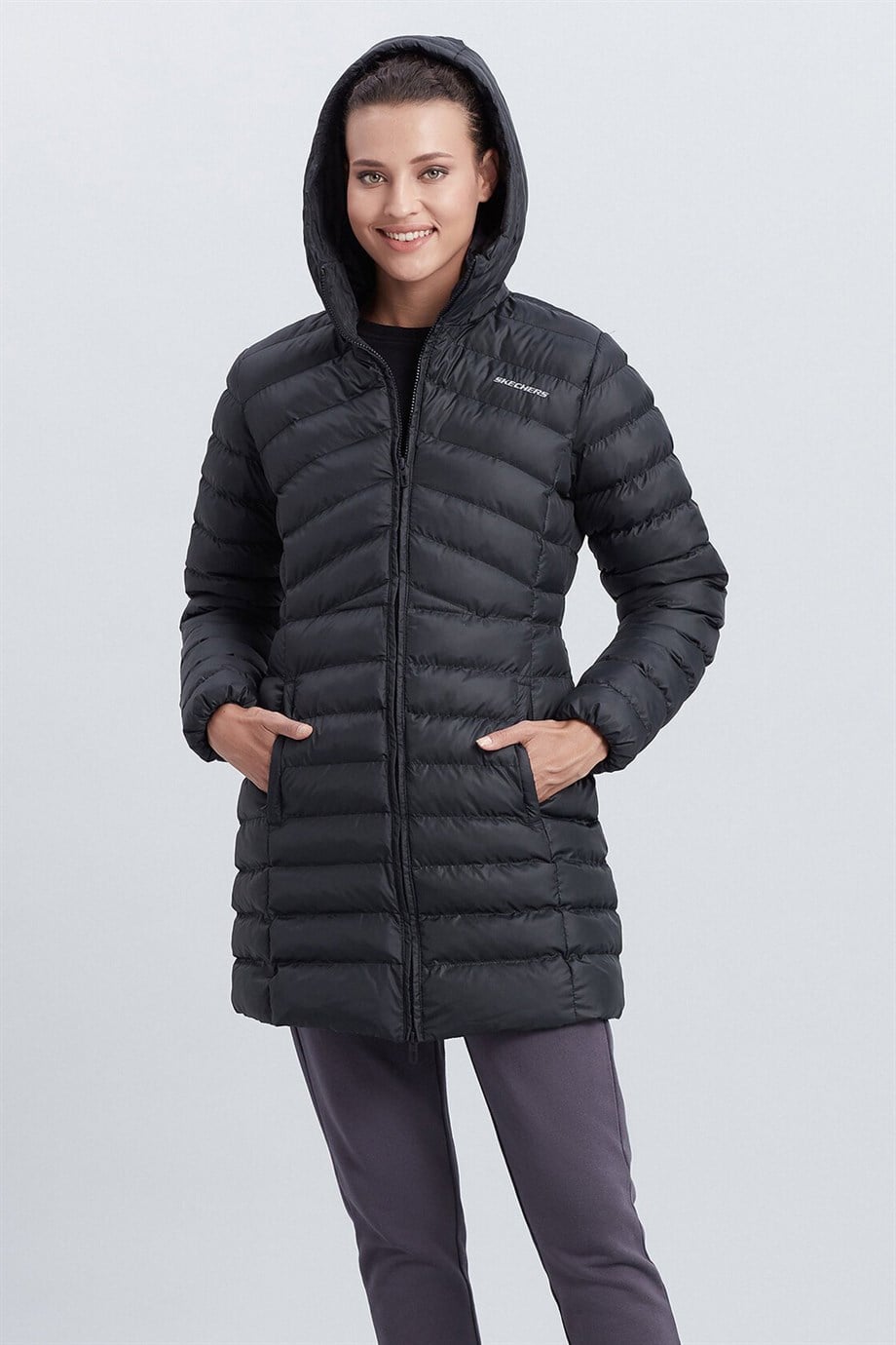 Skechers W Essential Maxi Length Hooded Jacket Kadın Mont S212005