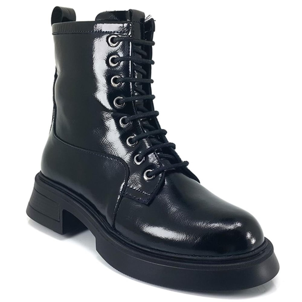 Albini 10089 Günlük Bayan Bot Siyah Kırışık Rugan