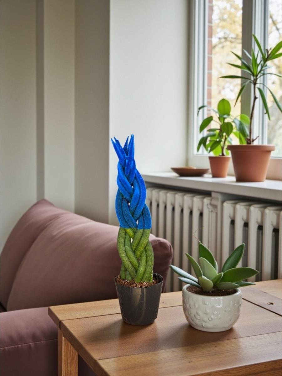 Mavi Kadife Örgülü Sansevieria Cylindrica (Paşa Kılıcı) 