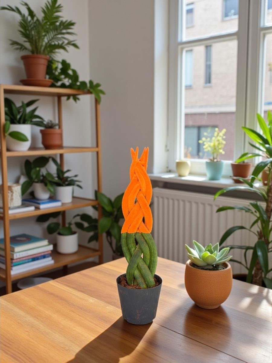Turuncu Renkli Kadife Örgülü Sansevieria Cylindrica (Paşa Kılıcı) 