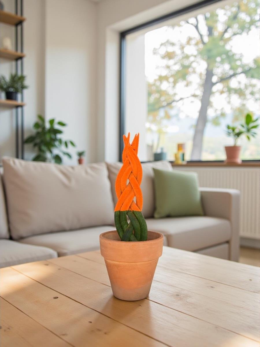 Turuncu Renkli Kadife Örgülü Sansevieria Cylindrica (Paşa Kılıcı) 