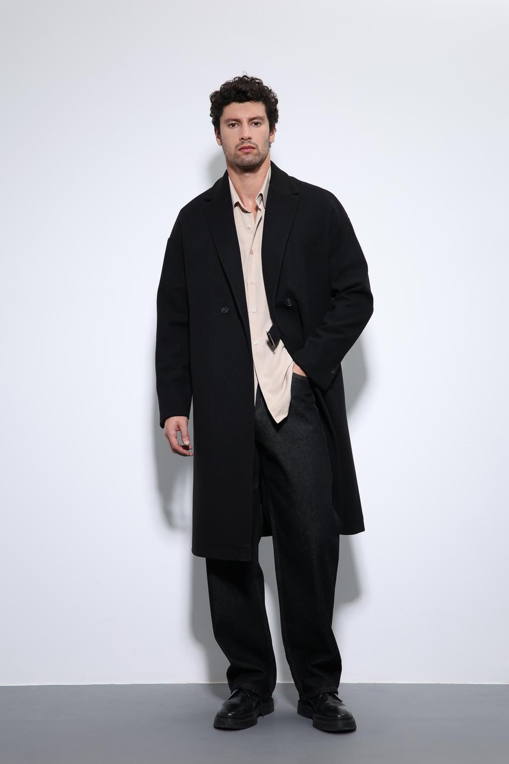 Belted Oversize Mens Coat