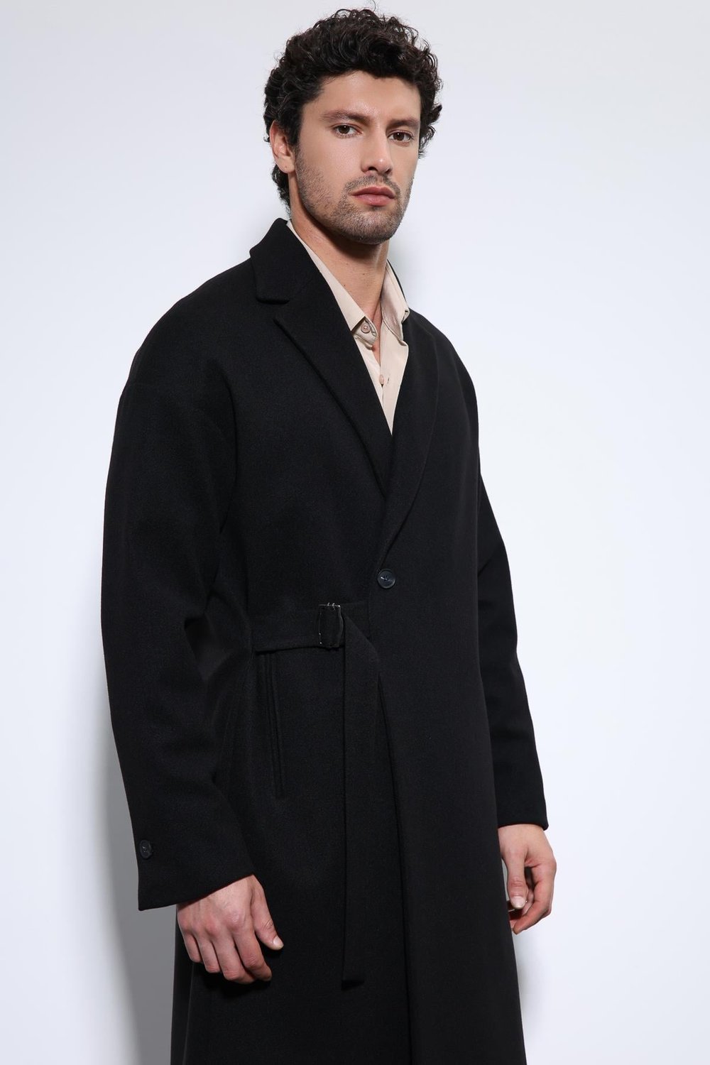 Belted Oversize Mens Coat