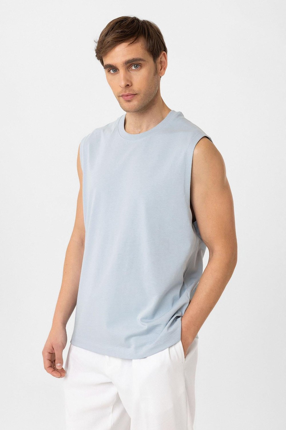 Relaxed Fit Mens Sleeveless T-Shirt