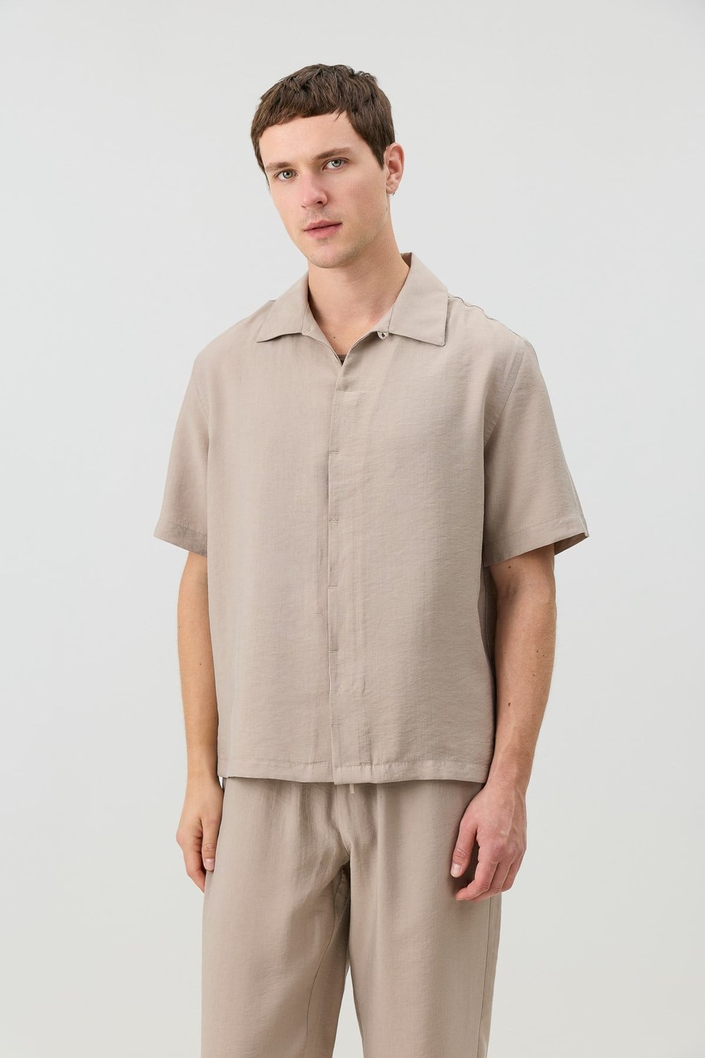 Mens Shirt with Lyocell Blend and Hidden Buttons