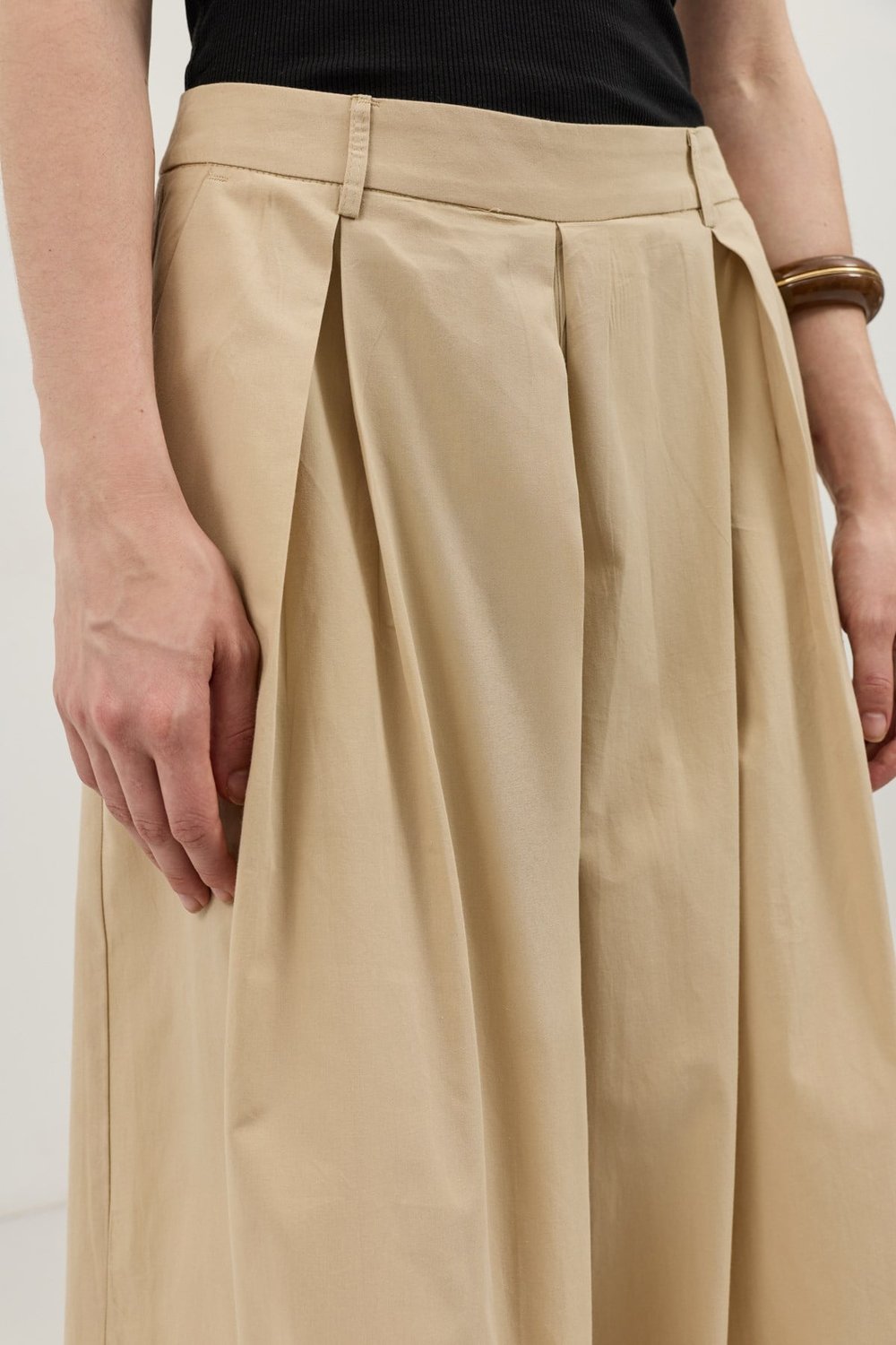 Antioch Bej Pileli Culotte Pantolon