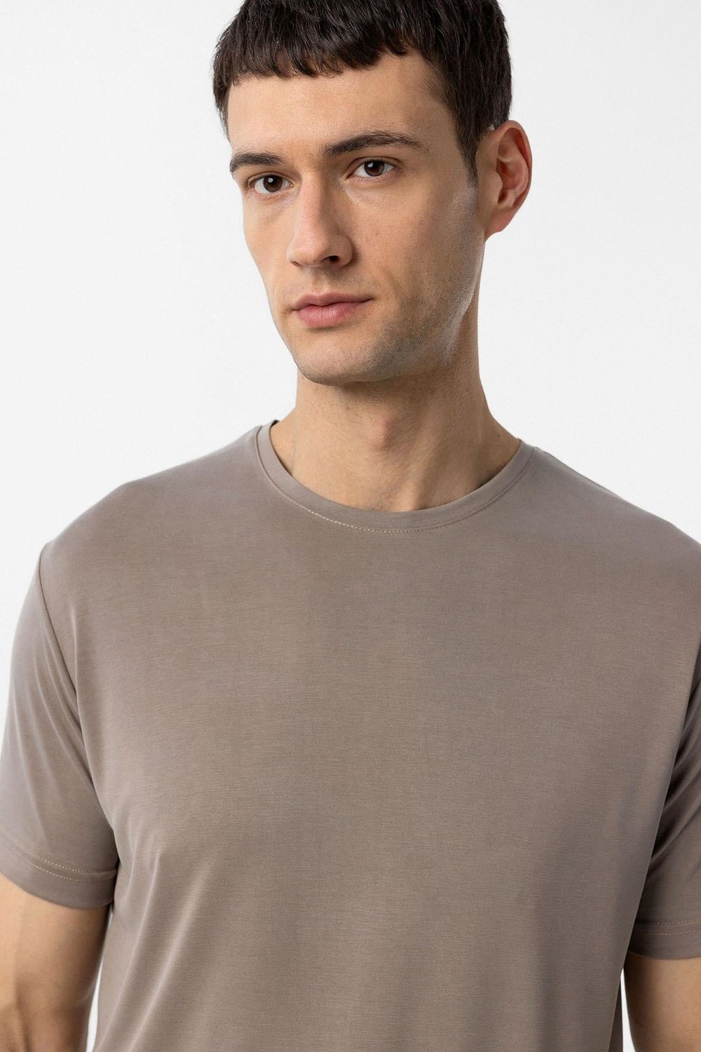 Antioch Bej Regular Fit Modal Teknik Kumaş Erkek T-Shirt