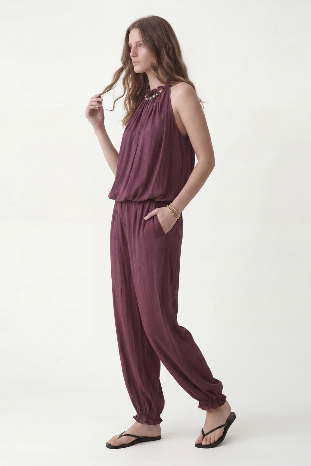 Antioch Bordo 100% Lyocell Bluz Pantolon Takım