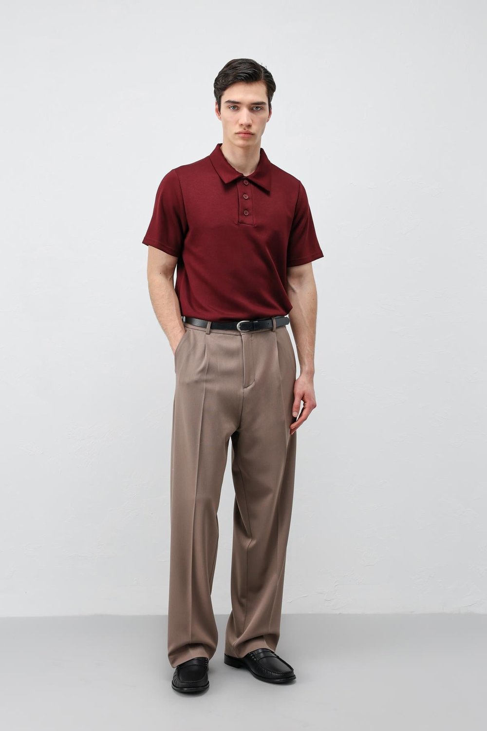 Antioch Bordo Basic Polo Yaka Erkek T-Shirt