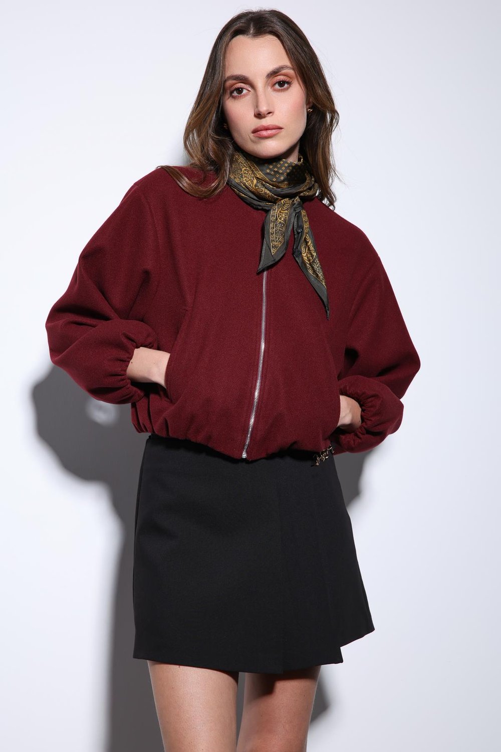 Womens Crop Jacket with Elastic Waistband