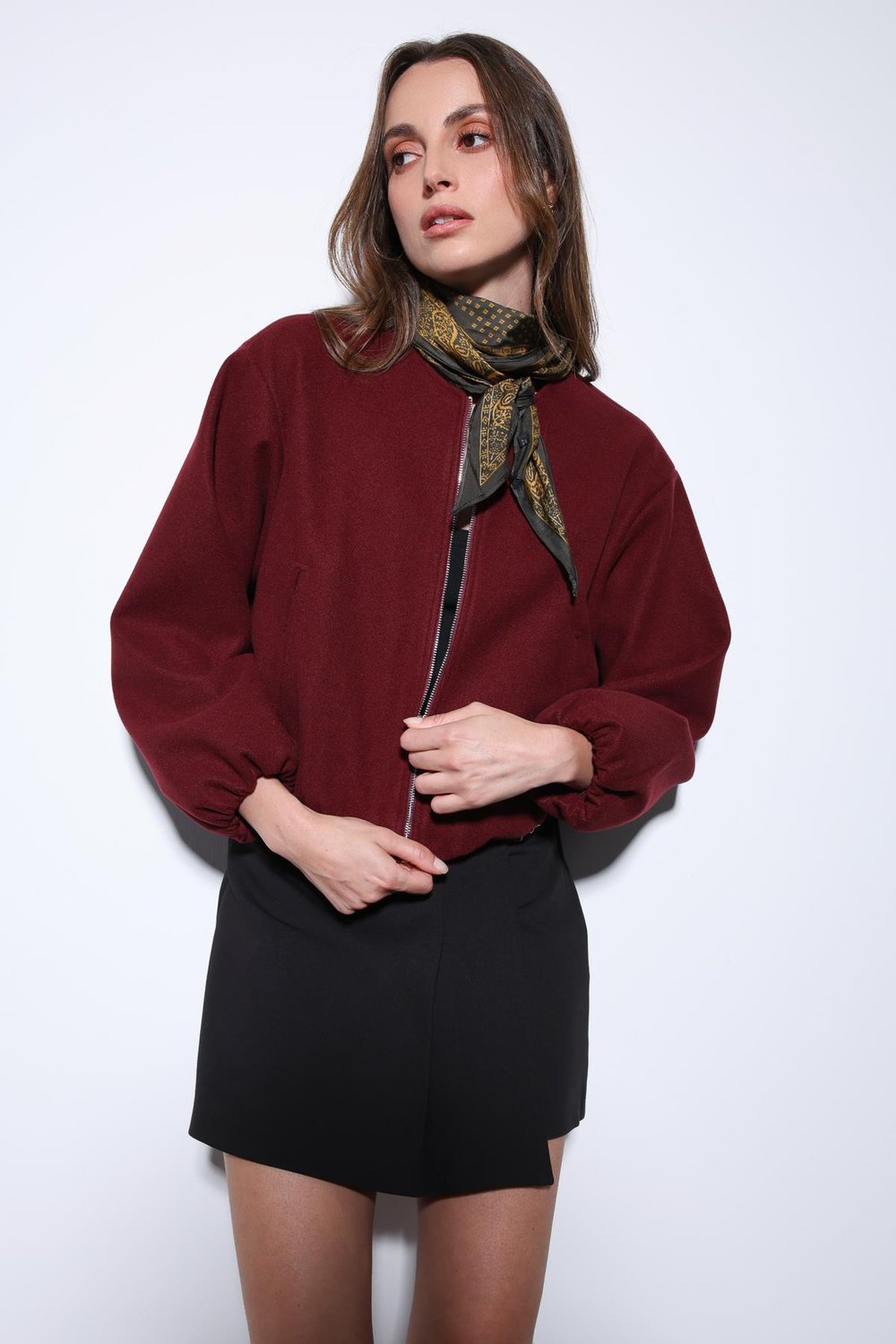 Womens Crop Jacket with Elastic Waistband