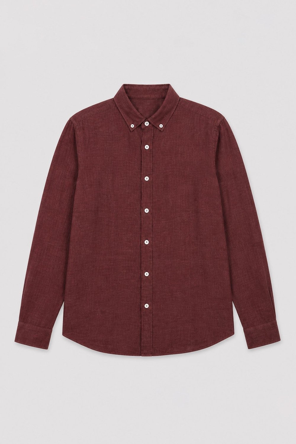 Antioch Bordo Keten Karışımlı Relaxed Fit Erkek Gömlek