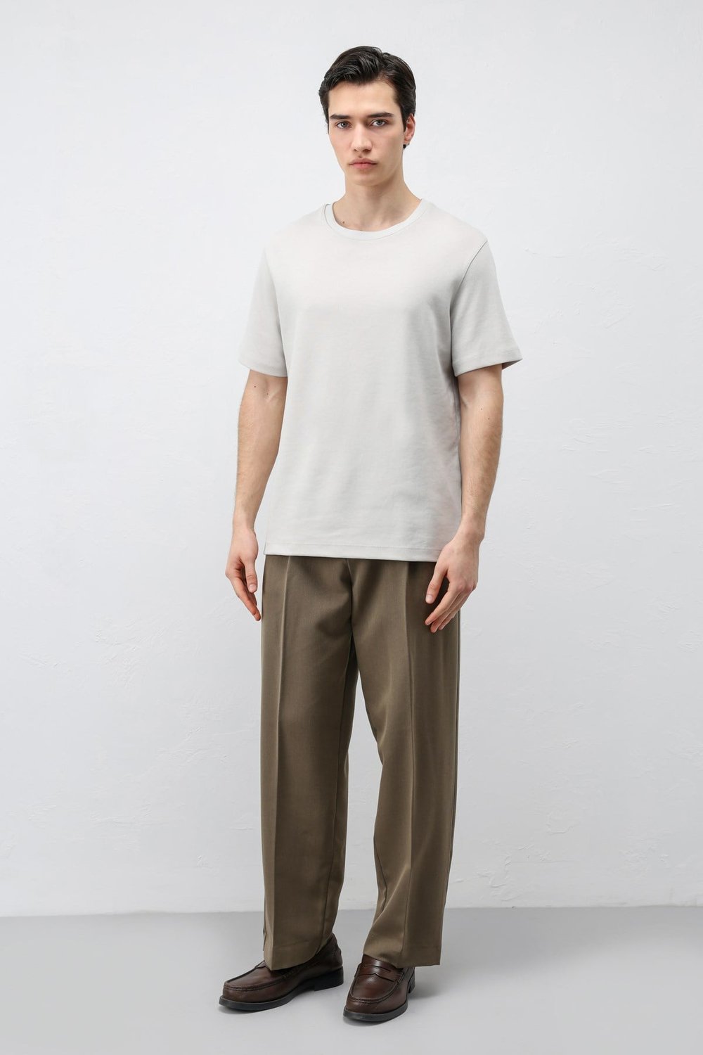 Antioch Buz Gri Regular Fit Basic Erkek T-Shirt