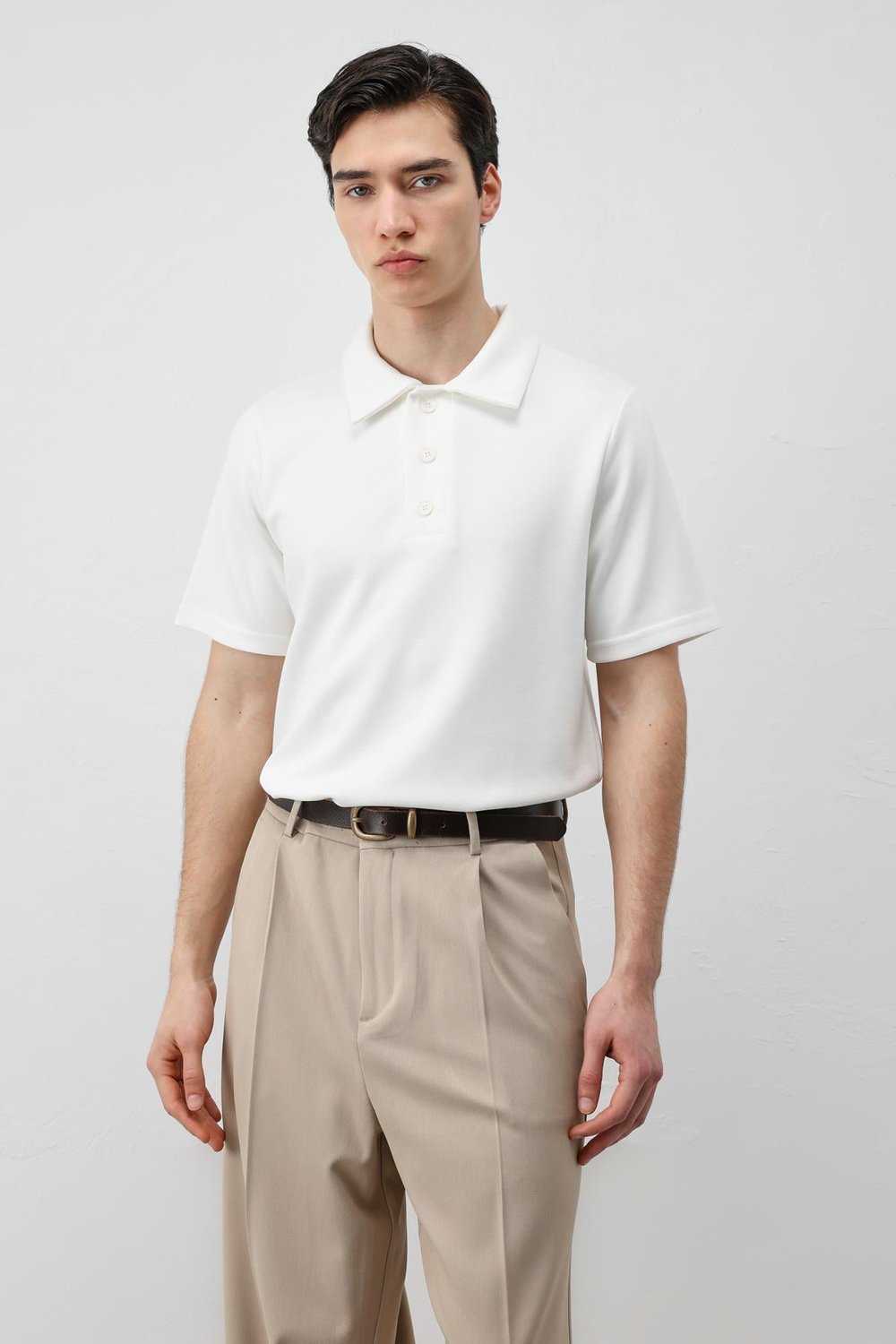 Antioch Ekru Basic Polo Yaka Erkek T-Shirt