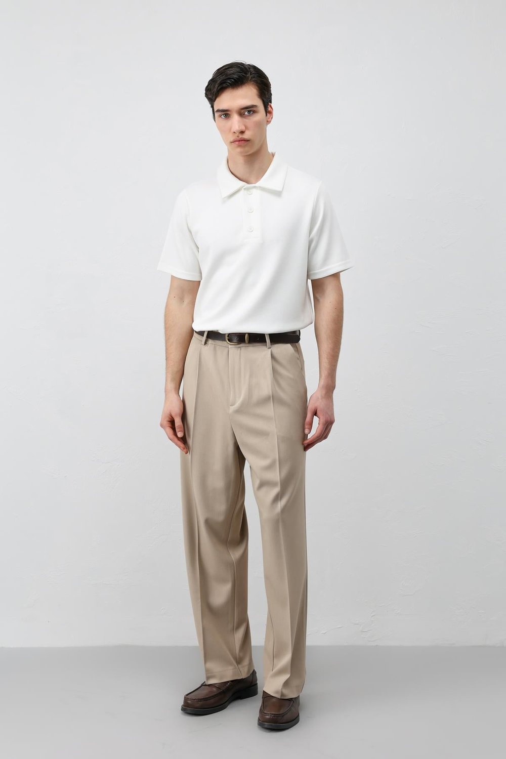 Antioch Ekru Basic Polo Yaka Erkek T-Shirt