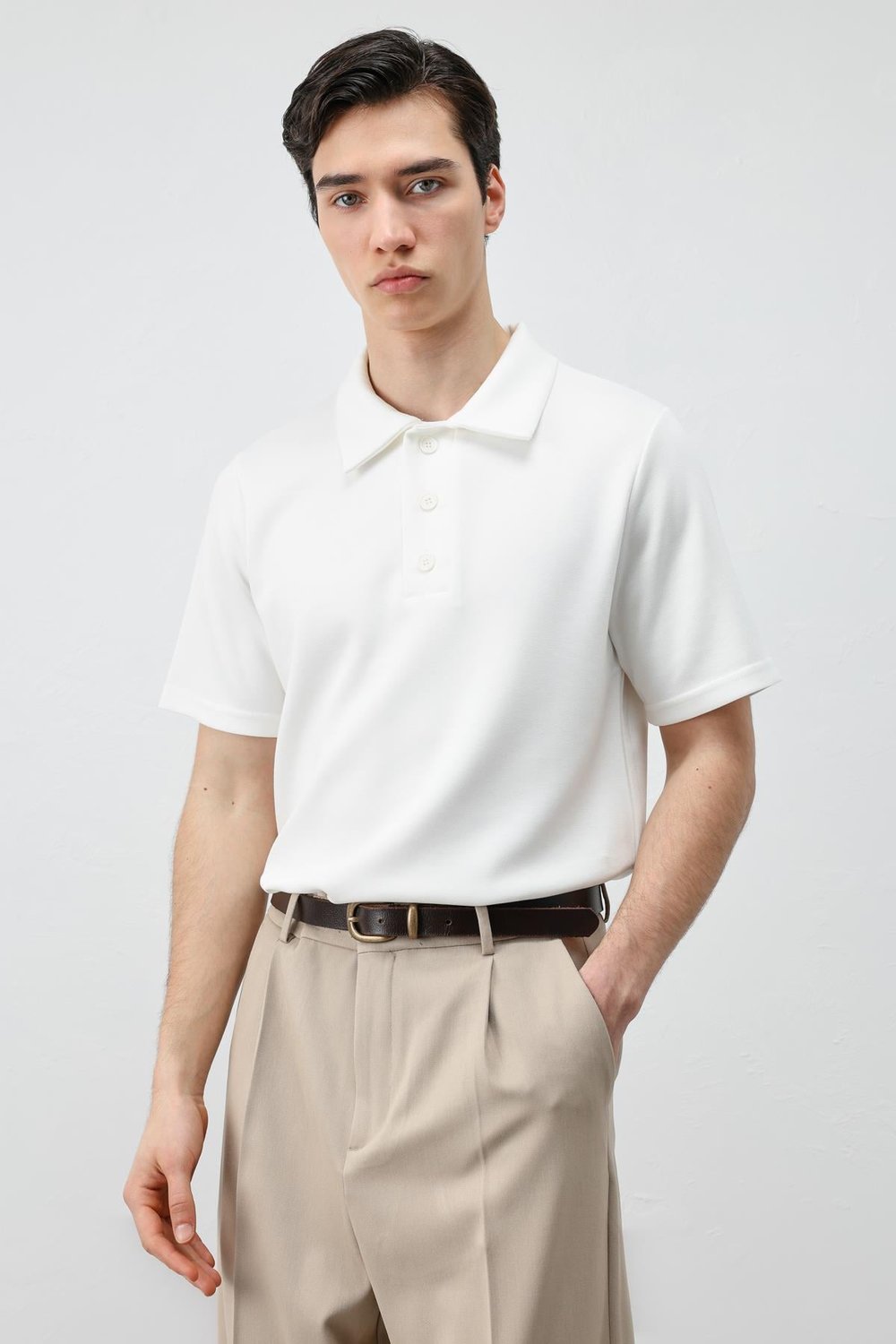 Antioch Ekru Basic Polo Yaka Erkek T-Shirt