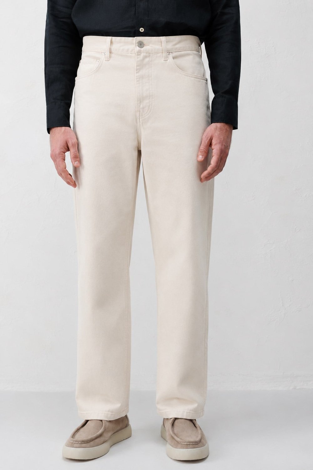 Antioch Ekru Basic Relax Fit Erkek Kot Pantolon