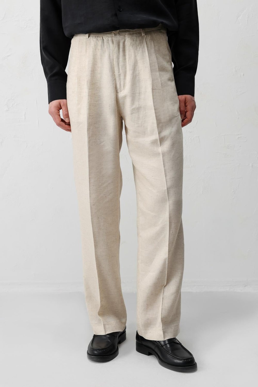 Antioch Ekru Keten Karışımlı Erkek Baggy Pantolon