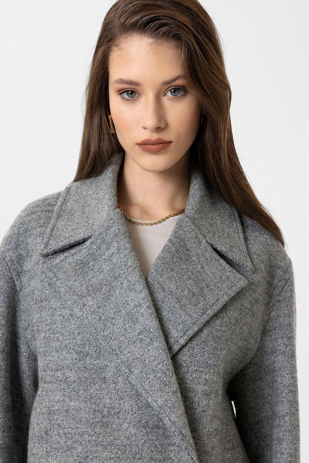 Womens Wool Blend Double-Breasted Coat