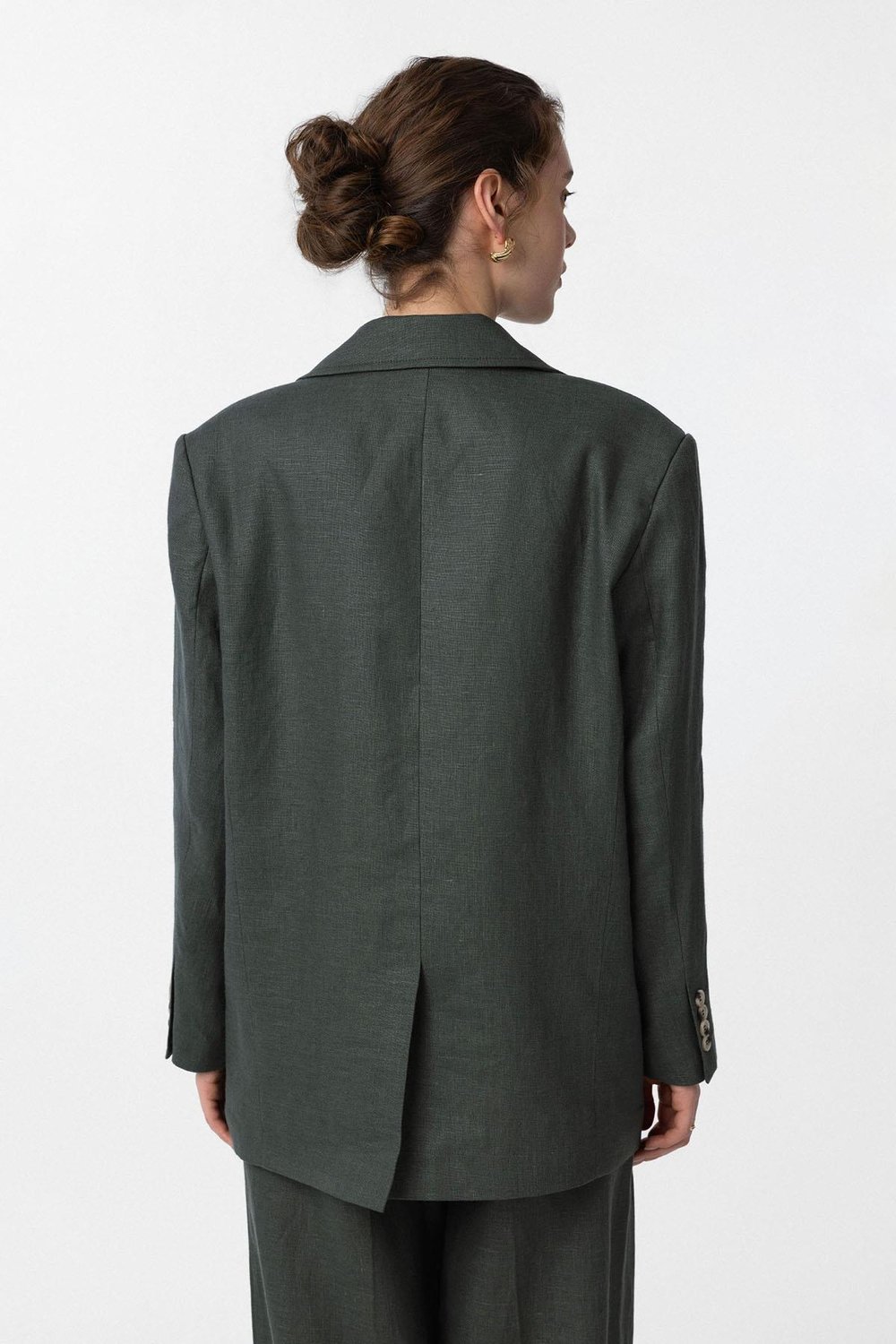 Antioch Haki 100% Keten Kadın Blazer Ceket