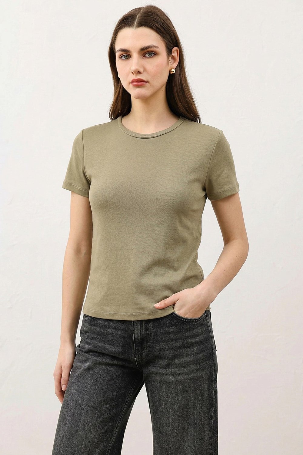 Antioch Haki Kadın Basic T-Shirt