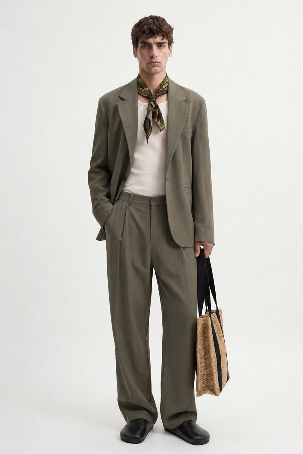 Antioch Haki Modal Karışımlı Relaxed Blazer Ceket