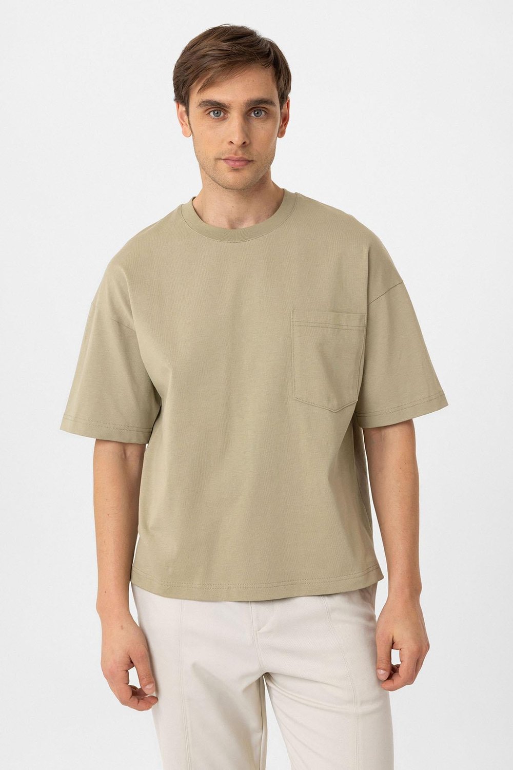 Antioch Haki Relaxed Basic Erkek T-Shirt