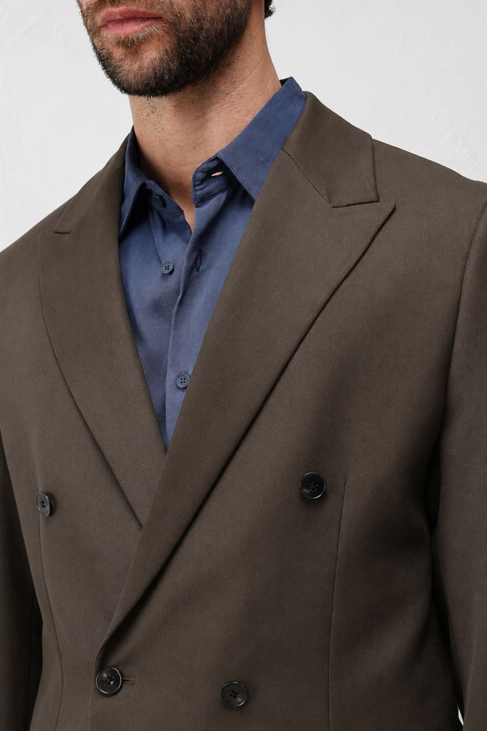 Antioch Kahve 1 Relax Fit Kruvaze Erkek Blazer Ceket