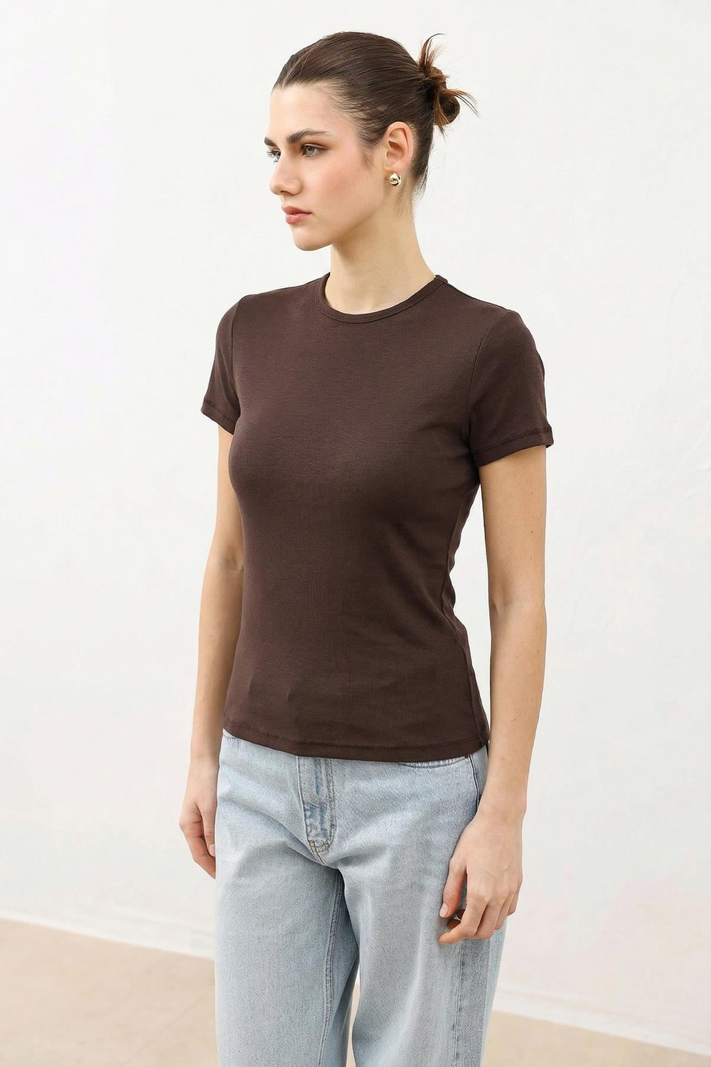 Antioch Kahve Kadın Basic T-Shirt