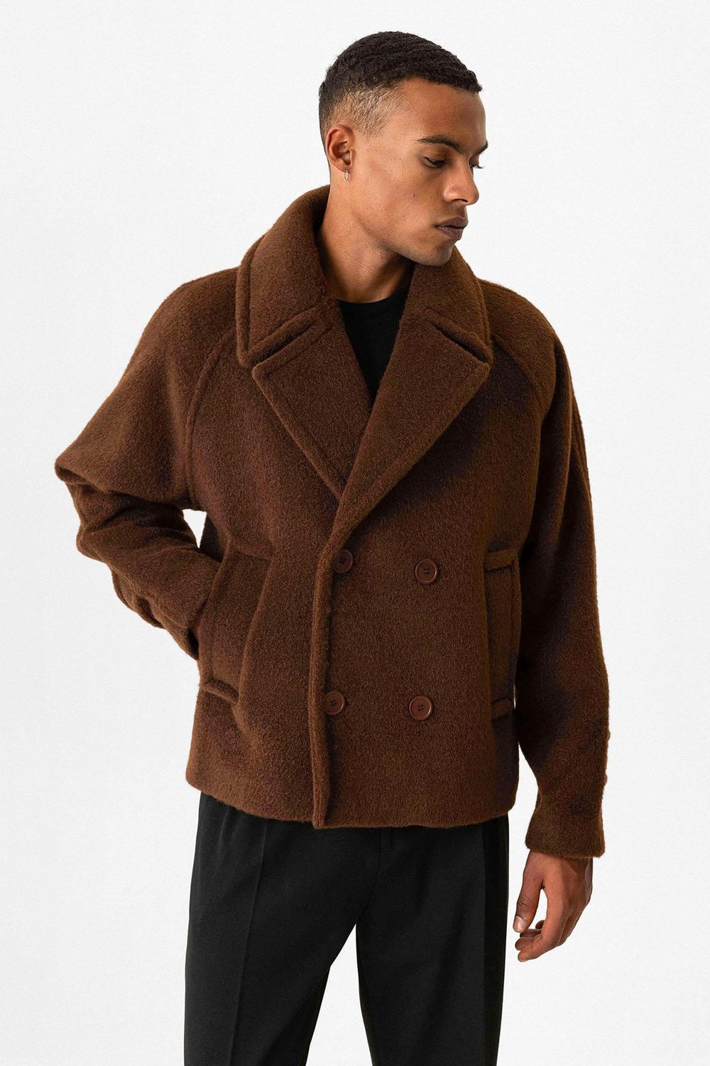Antioch Kahve Kruvaze Crop Fit Erkek Mont
