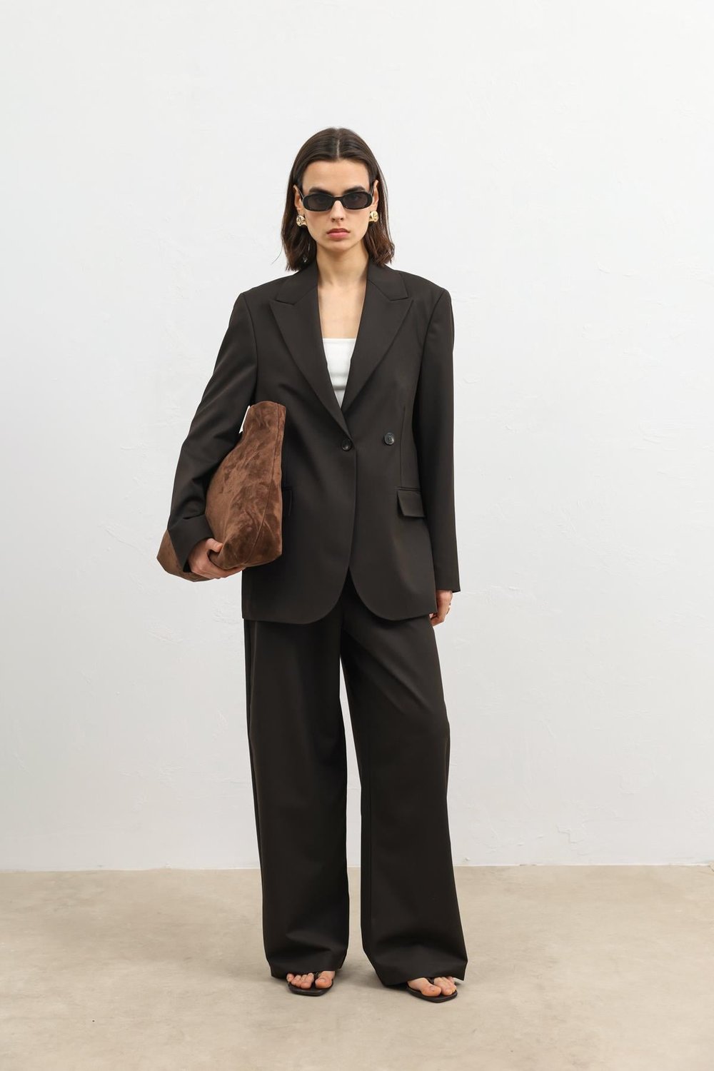 Antioch Kahve Kruvaze Kadın Blazer