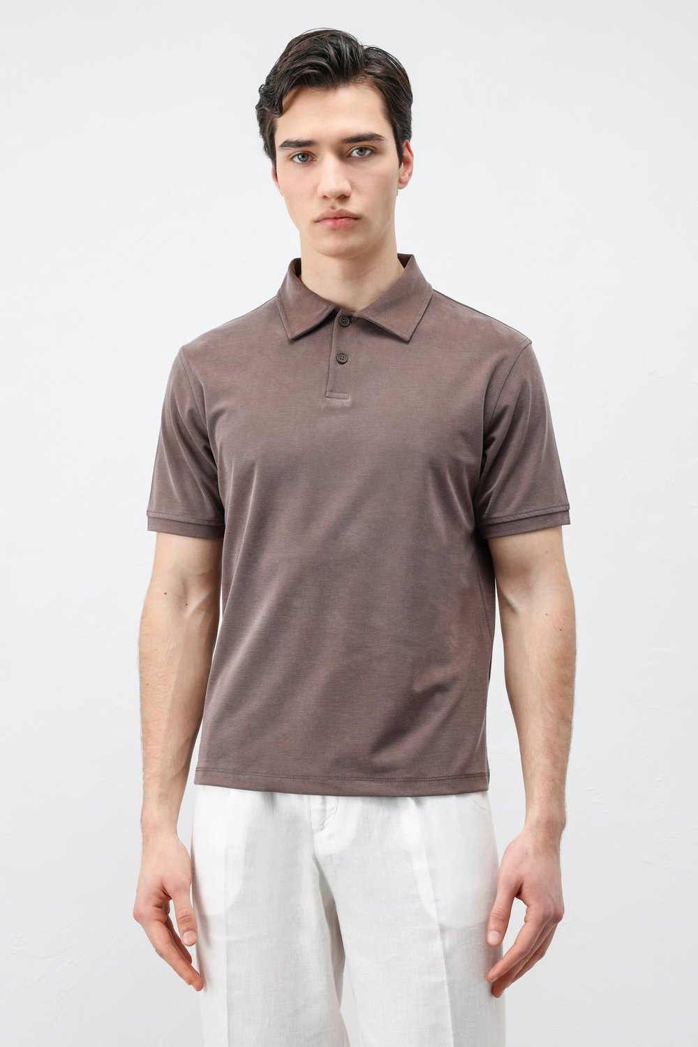Antioch Kahve Lyocell Karışımlı Polo Yaka Erkek T-Shirt