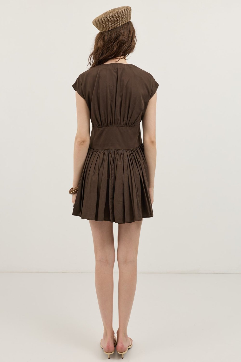 Antioch Kahve Mini Poplin Kadın Elbise