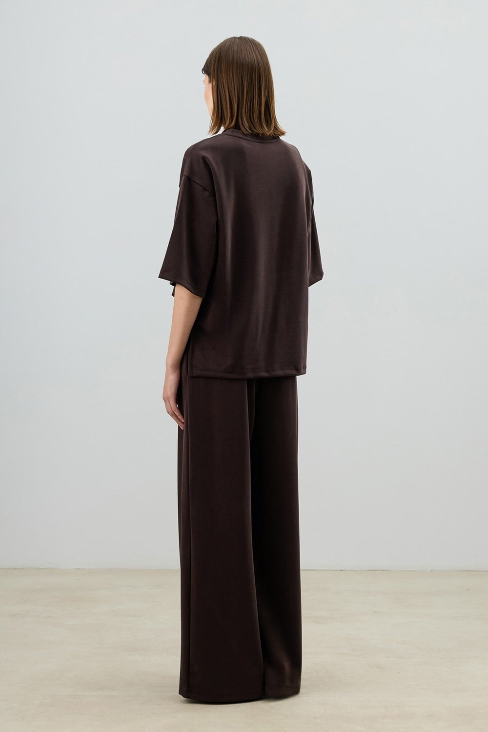 Antioch Kahve Modal Karışımlı T-Shirt Pantolon Kadın Takım