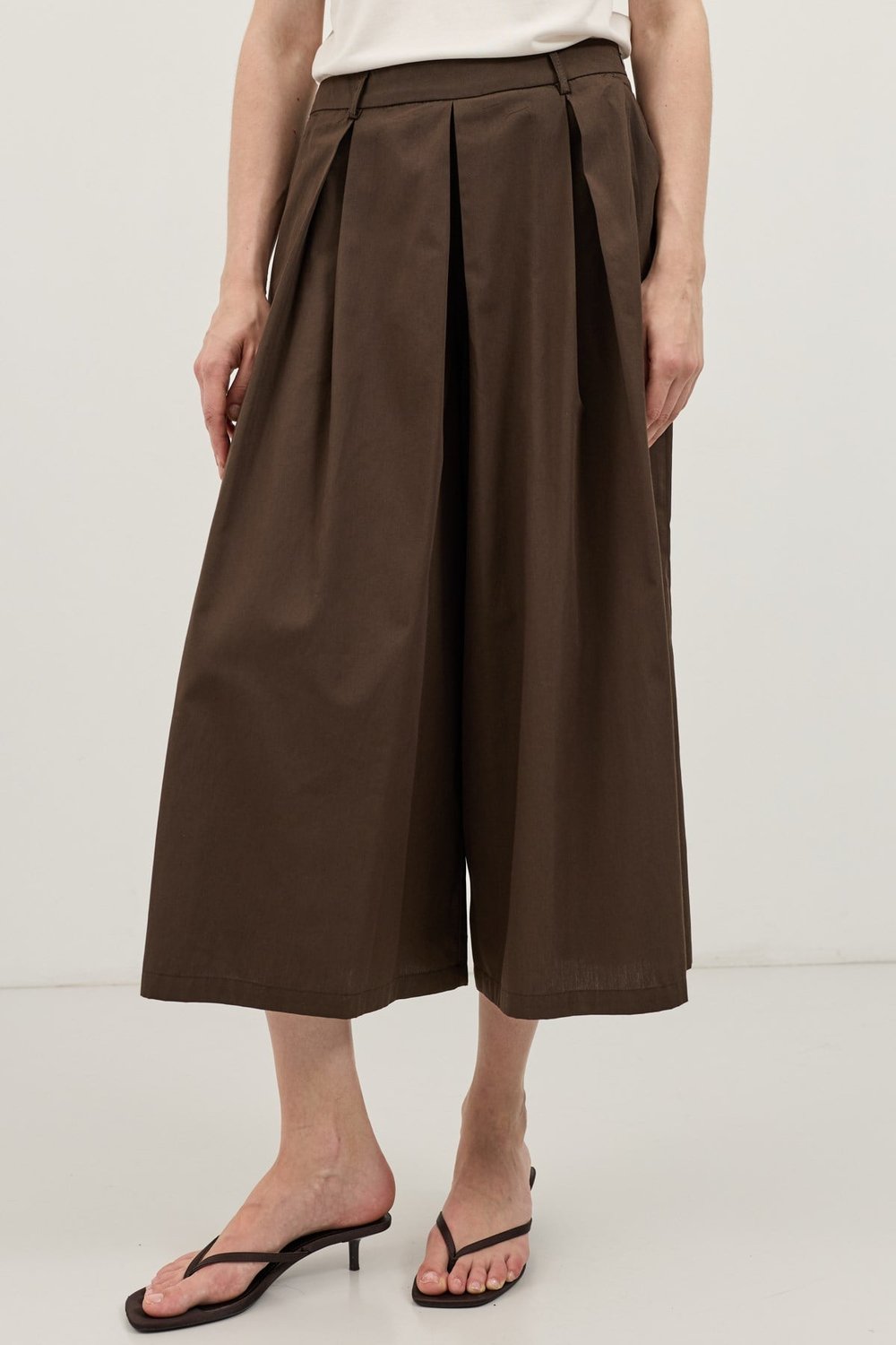 Antioch Kahve Pileli Culotte Pantolon